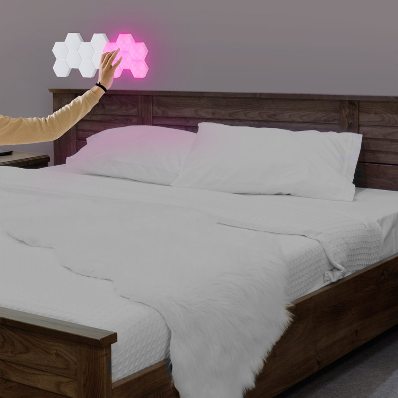 Hexagon Remote Control Multi-Color LED Touch Light, Wall-Mounted, Four Color-Changing Modes