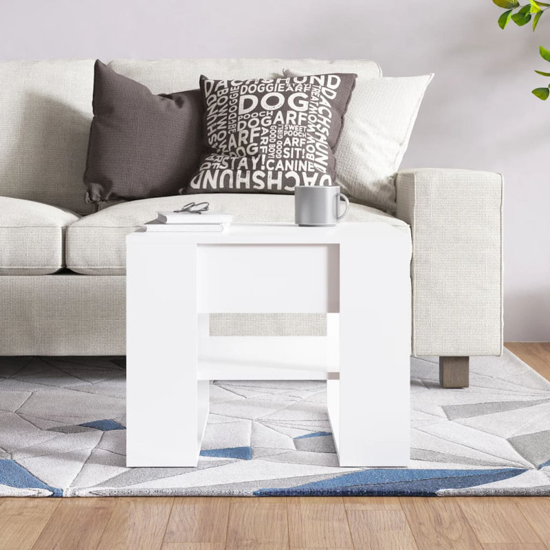 Table basse simple avec rangement Wesleyan, Blanc