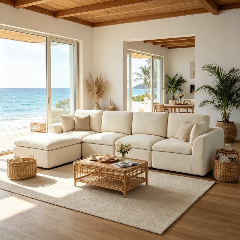 Canapé d'angle en L surdimensionné Moorebank de 143 pouces avec méridienne, canapé modulaire rembourré à assise profonde