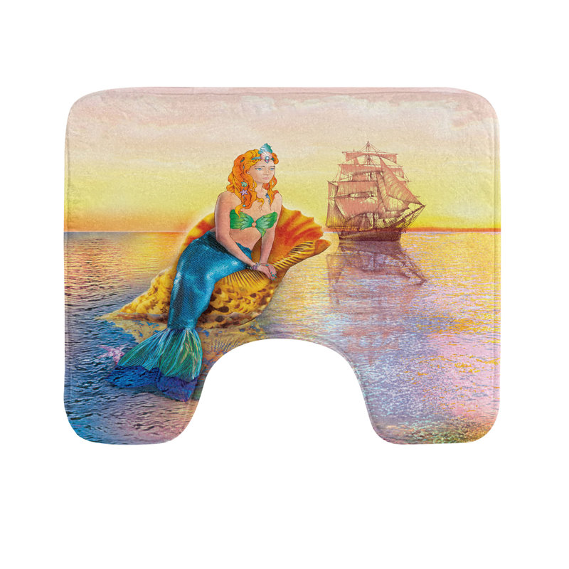 Tapis de salle de bain en forme de U Mermaid 20 po Multicolor