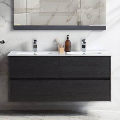 48 Inch Wall Mounted Double Bathroom Vanity with Sink