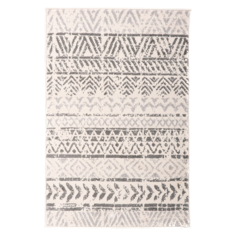 Humphrey Southwestern Light Gray/Dark Gray/Ivory Area Rug in Gray, Rectangle 2' x 3'