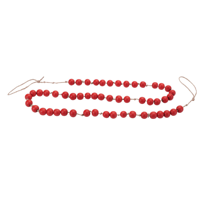 Guirlande de perles en bois (ensemble de 2), L 5 pi 2 po, Rouge / Beige