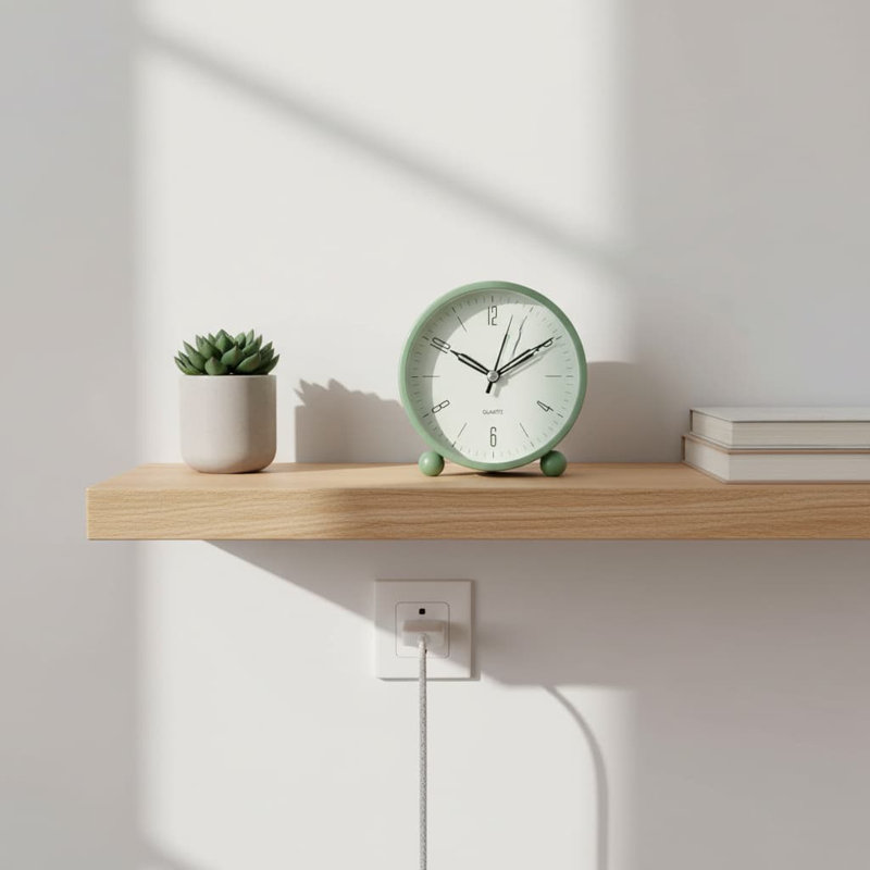 Metal Electric Alarm Tabletop Clock, 10.41cm H x 13.97cm W x 5.33cm D, Green