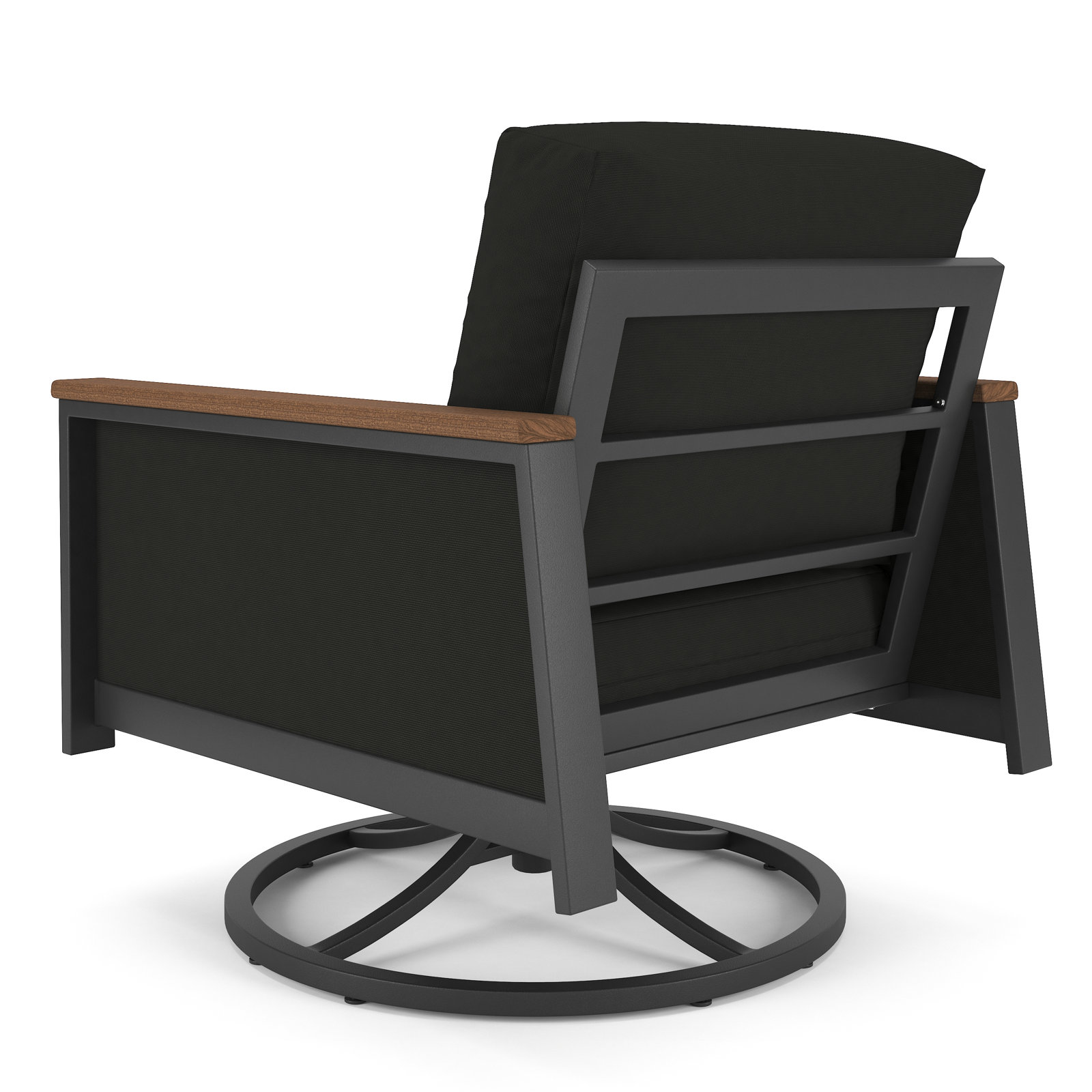 Stimson Sunbrella® Swivel Patio Rocking Chair, Canvas Black, Dark Gray