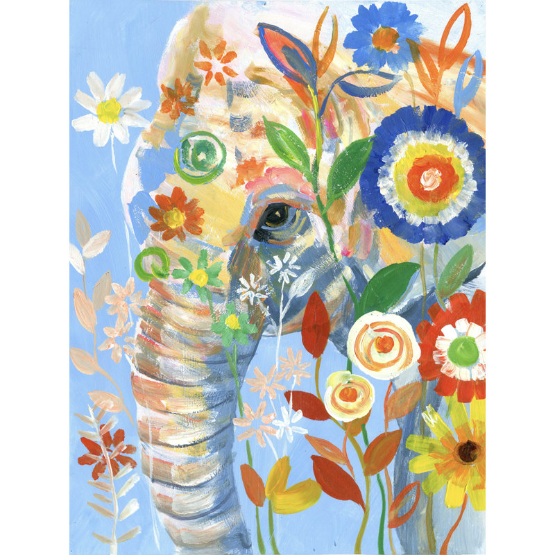 «The Elephant 3», peinture sur toile tendue, H 16 po x l 12 po