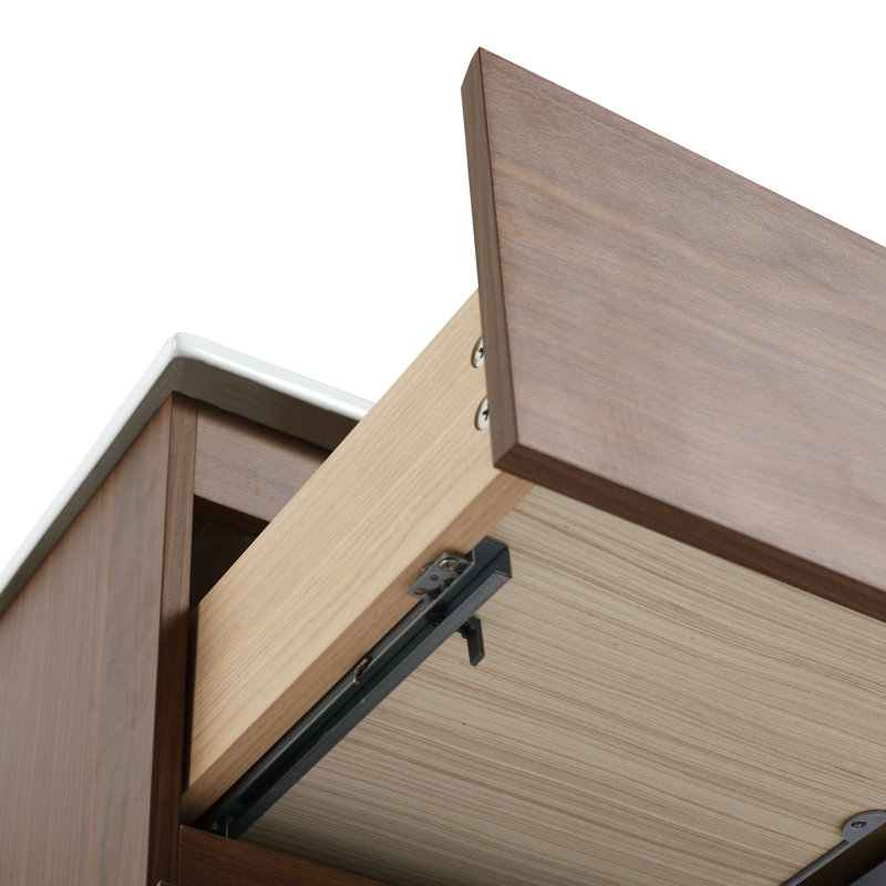 Meuble-lavabo contemporain en chêne brun de 30 po avec finition moderne durable et fonction de tiroir à fermeture en douceur