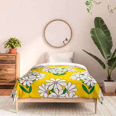Ensemble d'édredon en coton jaune / blanc / vert Jenean Morrison