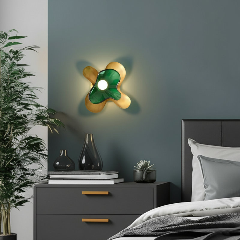 Butterfly Wall Sconce – Elegant Brass – Glass Lighting Design & Color Options, Green
