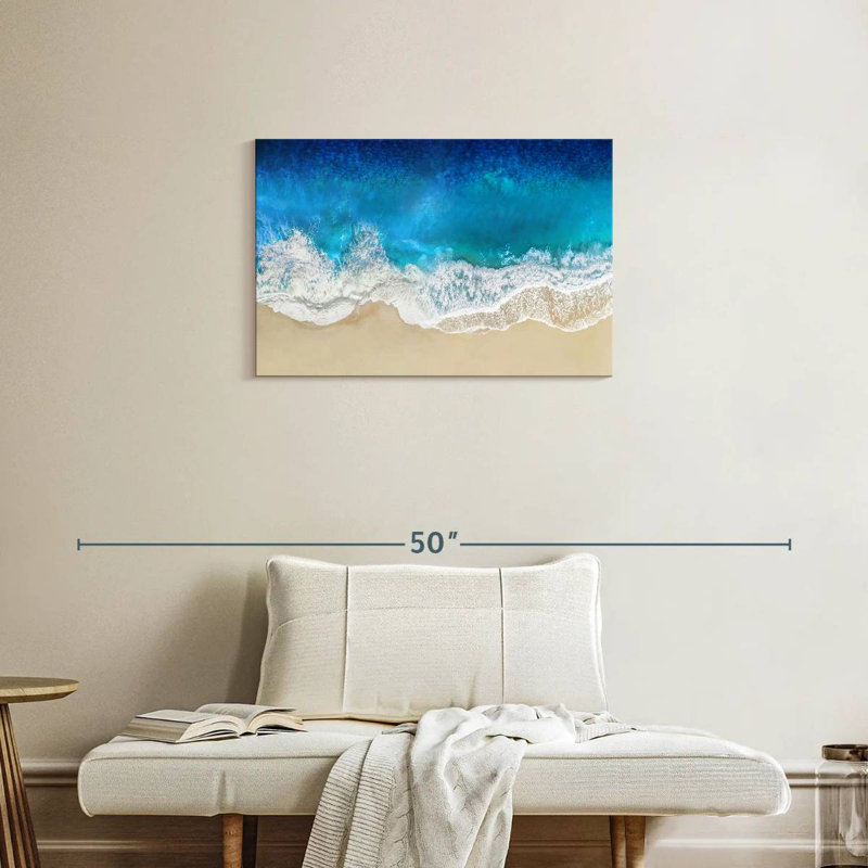 Gillard, vagues de l'océan turquoise d'en haut, H 20 po x l 30 po