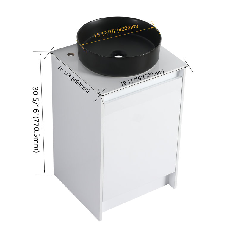 Meuble-lavabo autoportant cube 20 "(RTA), 20", Black