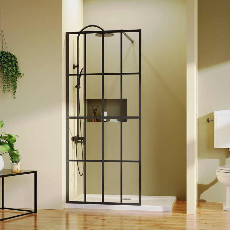 Panneau de douche fixe moderne 34 "x 72" avec cadre en aluminium et verre trempé