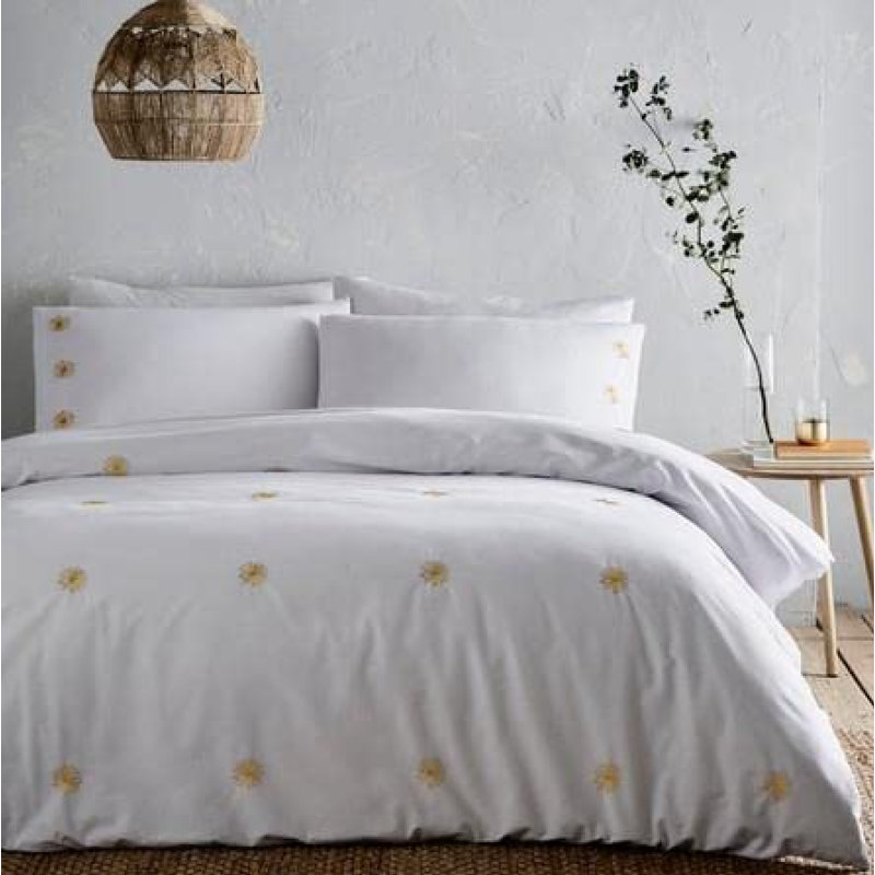 Elina Polyester Floral Duvet Cover Set with Pillowcases, Single - 1 Standard Pillowcase, Ochre