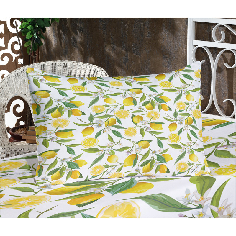 Ensemble de draps et taies décoratives de cuisine Ambesonne, vert fougère, jaune, blanc