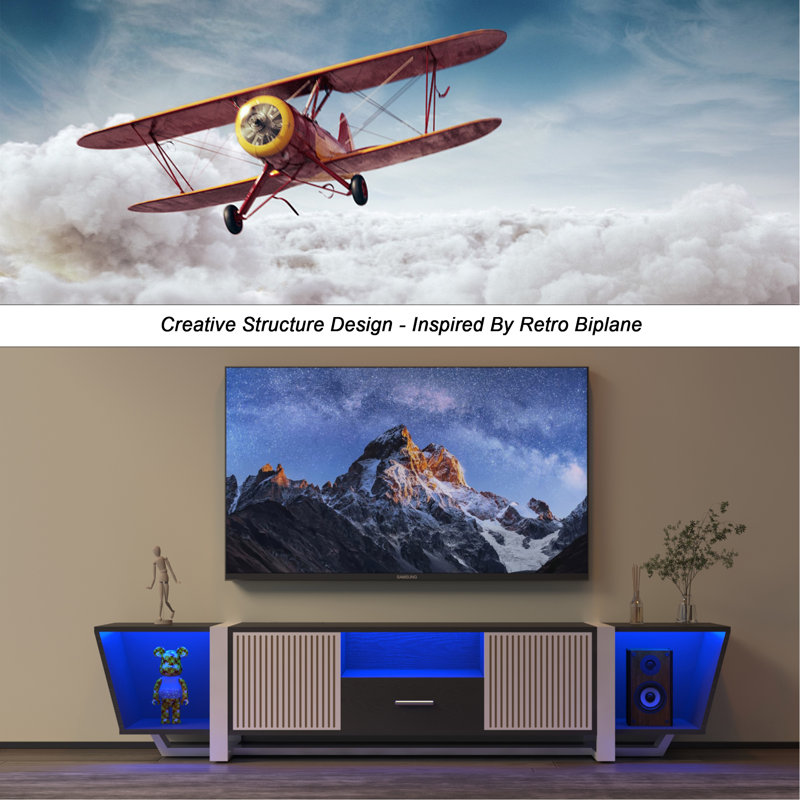 LED TV Stand With Remote Control And Multiple Modes Changing Lights
