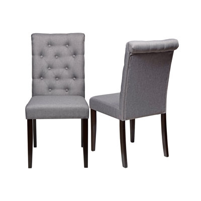 Chaise de salle à manger gris clair (ensemble de 2) Roxy avec pieds espresso