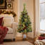 Arbre de Noël artificiel pin vert givré 4 po avec 100 lumières et base lanterne décorative