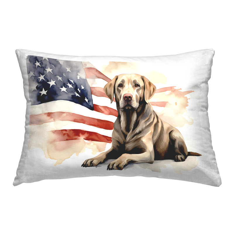 Coussin Patriotic Dog with Flag