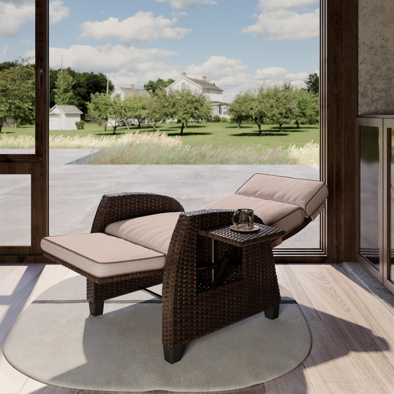 Wicker Outdoor Lounge Chair, Beige
