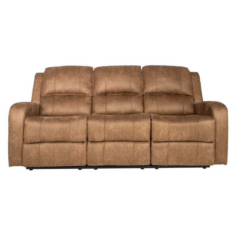 Zarely Upholstered 78'' Reclining Sofa, Chestnut Leather