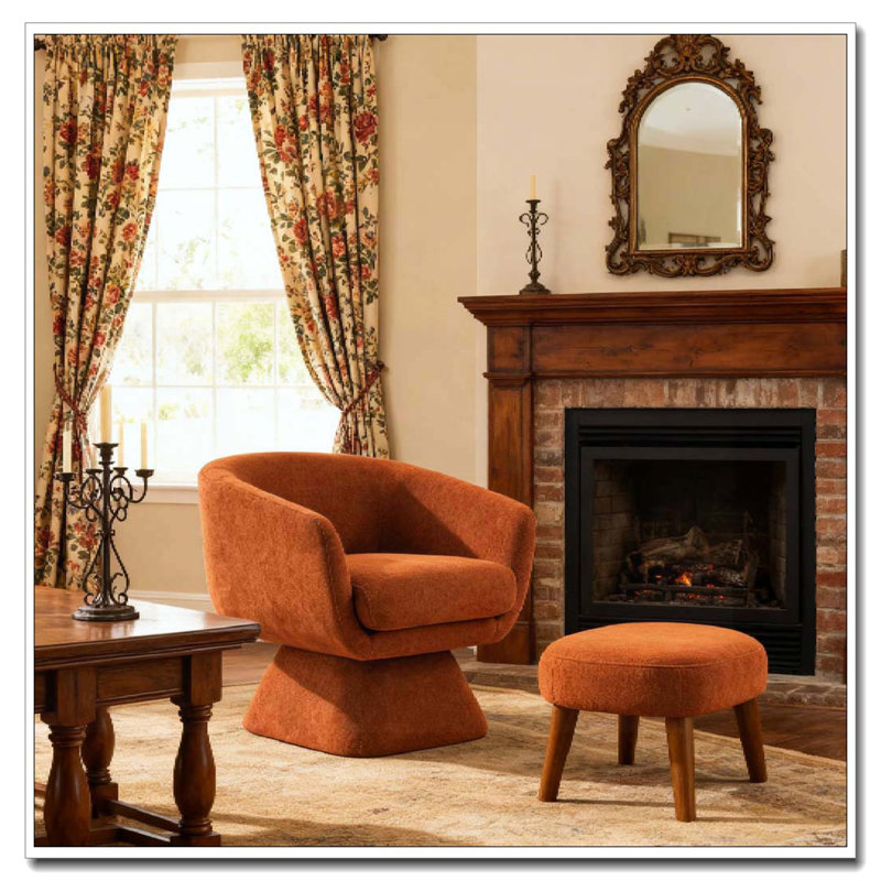 Chaise de loisir rembourrée avec repose-pieds, Orange