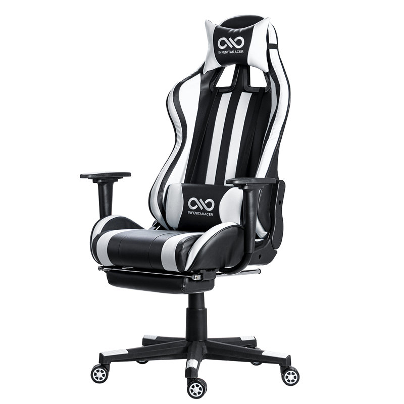Fauteuil de jeu pour pc et course, Blanc