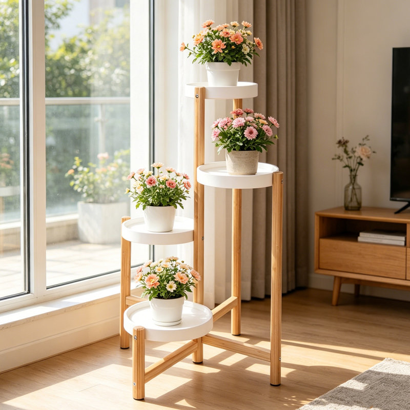 Thatcham Solid Wood Plant Stand 4 Tier