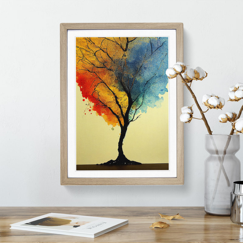 Tree No.1 - Single Picture Frame Painting, 34cm H x 25cm W x 2cm D, Oak