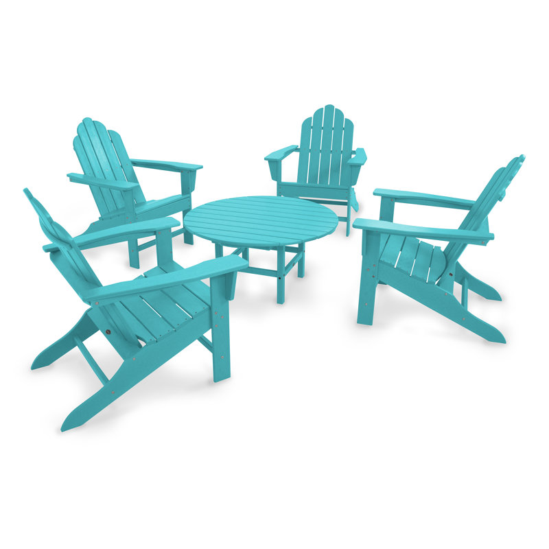 POLYWOOD Long Island Adirondack 5-Piece Conversation Group, Aruba