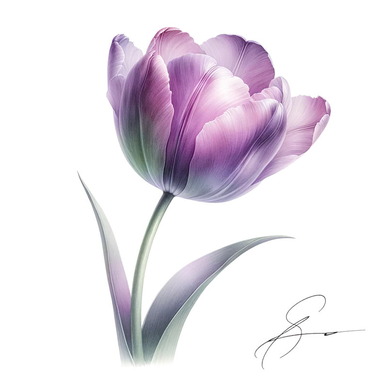 «Graceful», tulipe mauve, art sur toile tendue, H 12 po x l 12 po x P 1 po