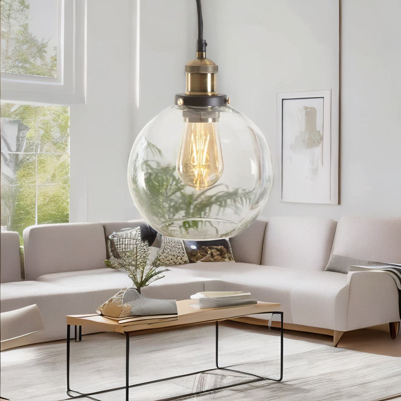 Industrial Antique Brass Effect Glass Globe Light Shade