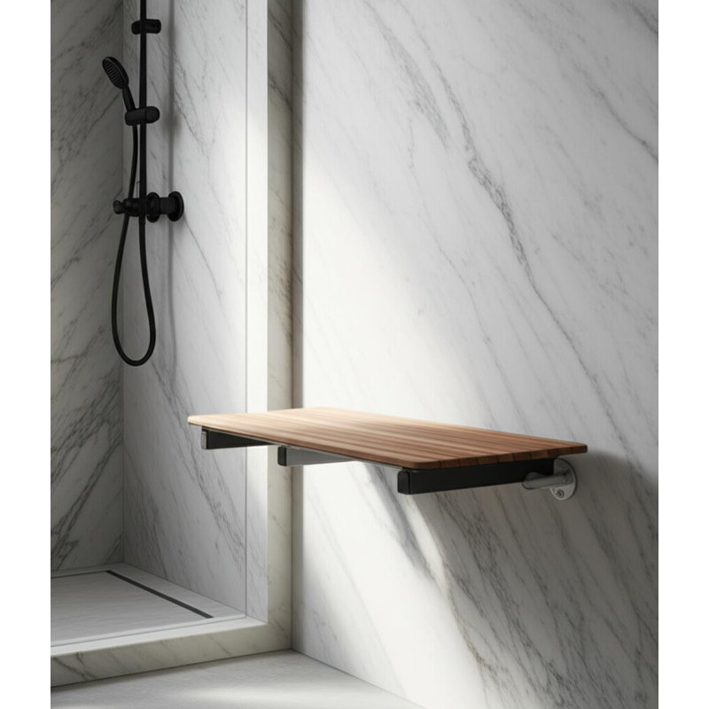 Banc de douche rectangulaire en teck brun 14 po x 26 po