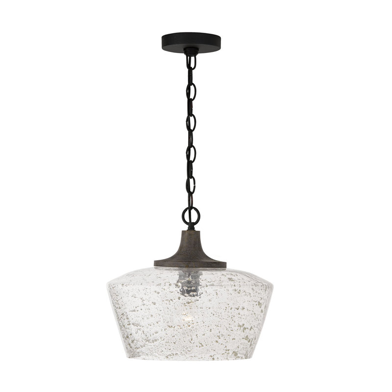 Luminaire suspendu en forme de dôme à 1 lumière avec détails en bois 