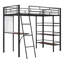 Lit Loft en métal avec tablettes et bureau, lit à cadre en métal avec tableau blanc-1067927287