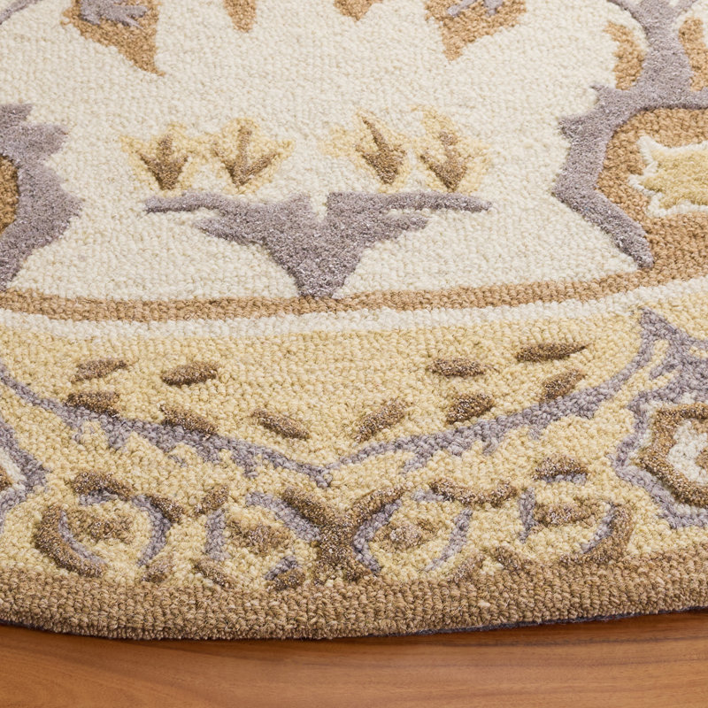 Earthly Treasures Hand Tufted Wool;Cotton;Viscose Floral Indoor Rug, Round 6'