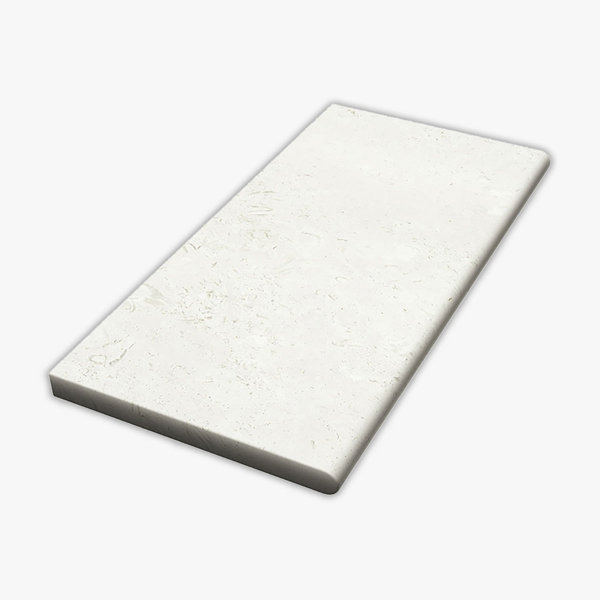 Symra Shell Tumbled 12x24 Limestone Thick Bullnose Coping