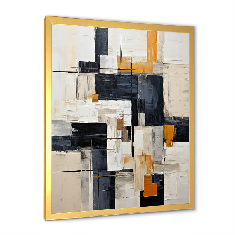 Ivoire Illusions Abstract Shapes II - formes abstraites, art mural, H 40 po x l 30 po x P 1,5 po, Cadre photo doré simple