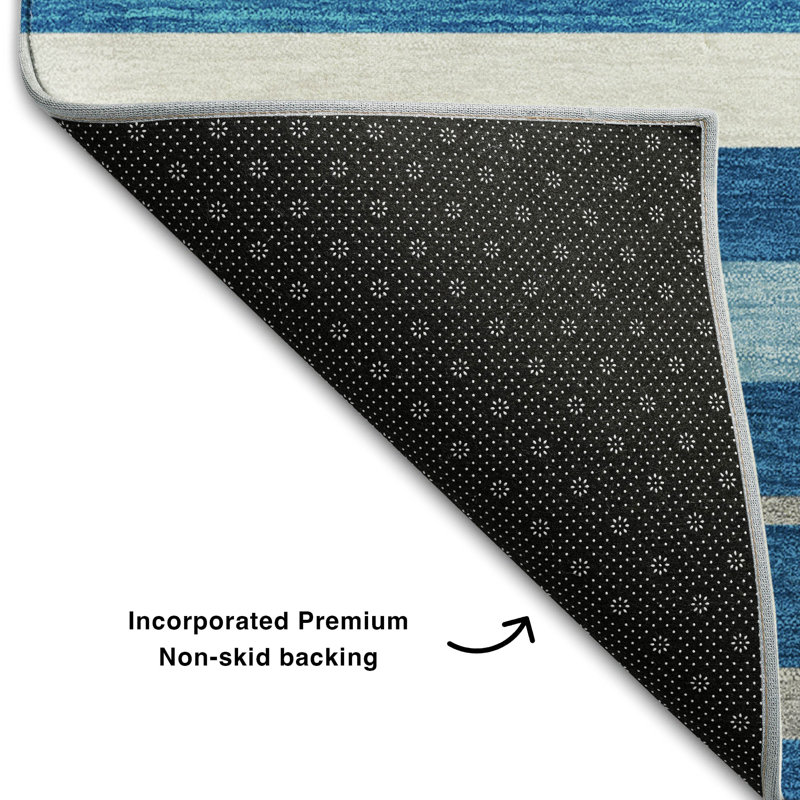 Premium Machine Washable Prisco Denim Rug, Rectangle 10' x 14'