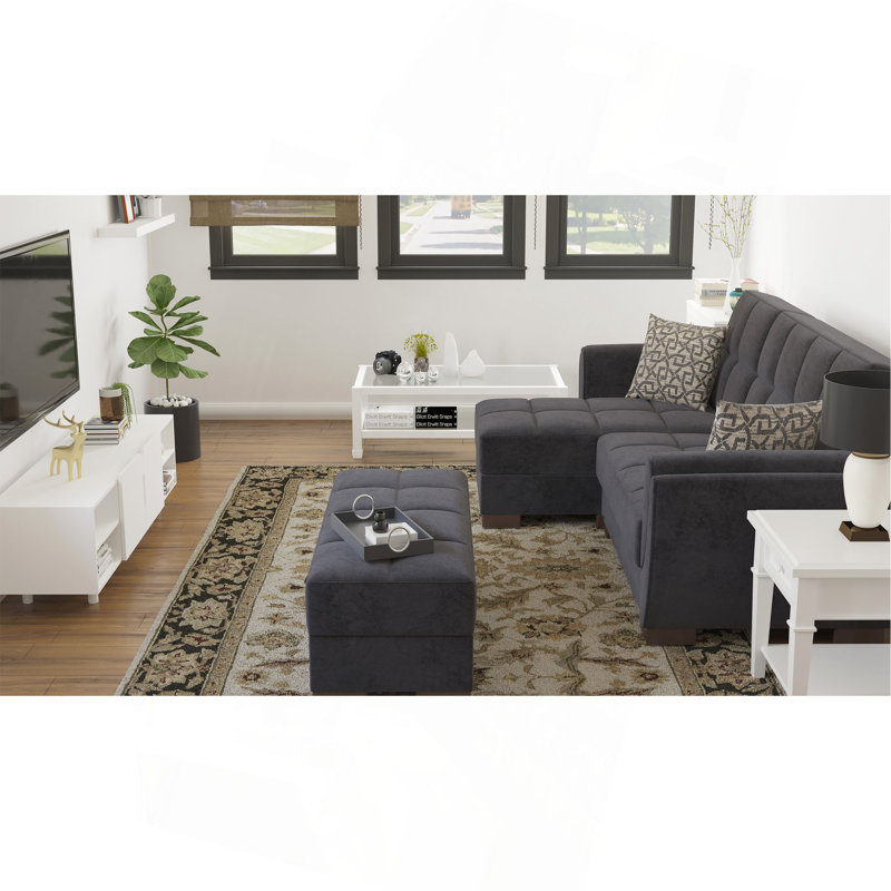 Collection Repose-pieds rembourré avec rangement (SEULEMENT OTTOMAN), Noir
