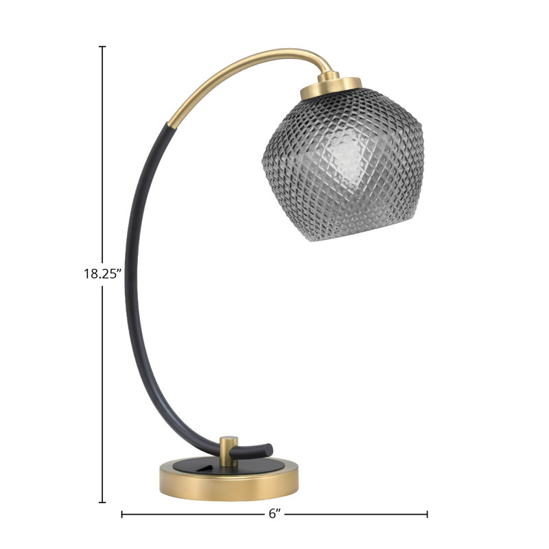 Lampe de bureau en acier inoxydable Gula, Noir mat / laiton