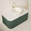 Meuble-lavabo flottant vert foncé 36 po avec armoire à rayures courbées, lavabo en céramique blanc mat et comptoir en pierre-613613771