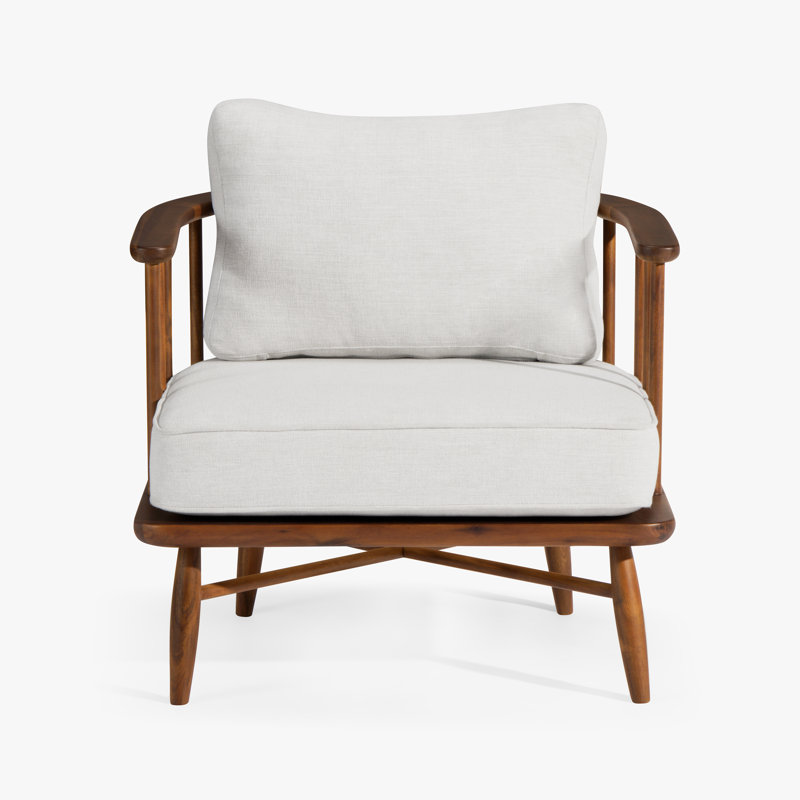 Corrine Walnut Armchair Performance Velvet Upholstery in Dove and Balsam Green with Solid Wood Frame Barrel Back Design, Dove