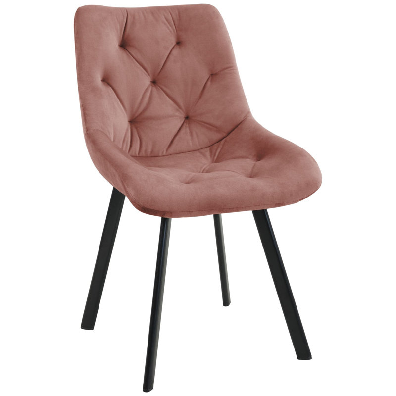 Narrows 49cm H Tufted Velvet Upholstered Upholstered Back Side Chair in Pink