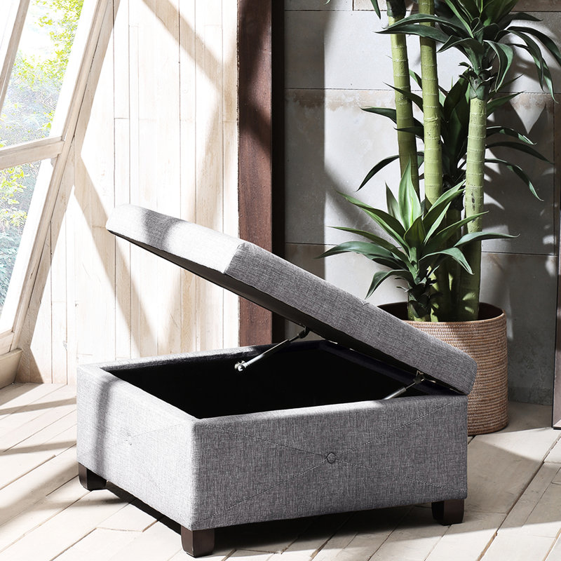 Tissu gris anthracite avec compartiment de rangement - fermeture en douceur, couleur de conception en bois massif et contreplaqué, fermeture