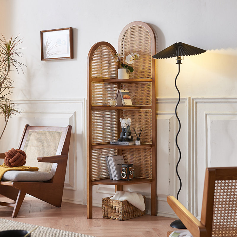 Vitrine de coin simple en bois massif