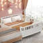 Lit double en bois blanc pour et, clôture avec tête - pied, rails amovibles, différentes utilisations peuvent être utilisées comme lit de jour