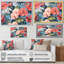 «Coral Blue Geraniums Flower Euphony», reproduction sur toile-1841436702-1841436703