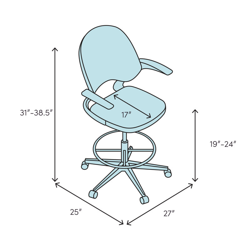 Chaise de dessin Ottilie, Roulettes, Arm Included