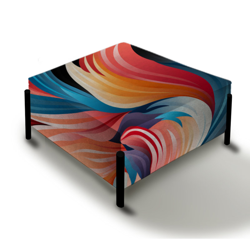 Trendy Wave Patterns 1970S - Grand repose-pieds carré géométrique