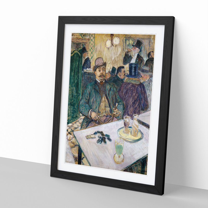 Monsieur Boileau at the Cafe by Henri De Toulouse-Lautrec - Picture Frame Painting, Black, 48cm H x 36cm W x 2cm D